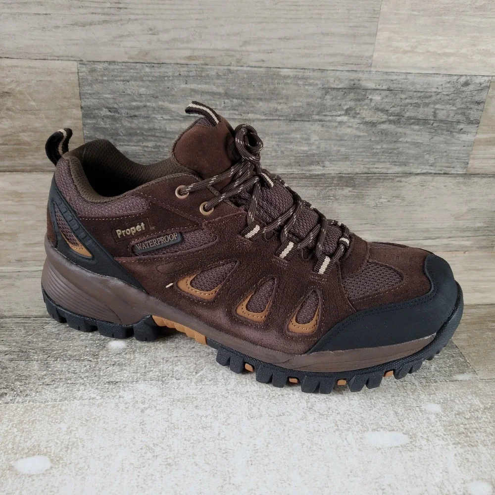 Propet Ridge Walker Mens Hiking Boots Sz 9 E Brown Suede Mesh Waterproof Lace Up